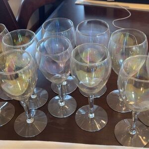 11~ Vintage Champagne Wine Glass Iridescent Optic Glasses Color Changing